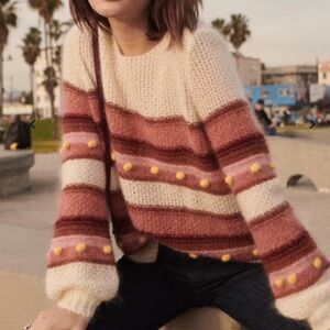 Sezane Penelope Pom Pom sweater, size large